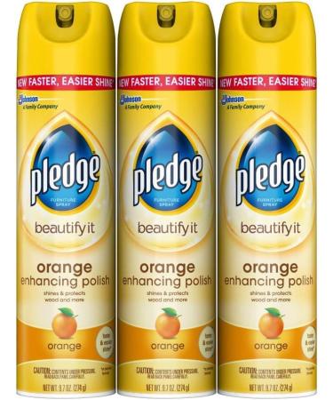 Pledge Multi-Surface Furniture Polish Spray - Wood, Granite, Leather - Shines and Protects - Orange - 9.7 oz (Pack of 3) - Buy Online on GoSupps.com
