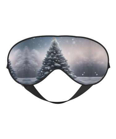 SSIMOO Christmas Tree Snow Sleep Mask-Adjustable Breathable Fashionable Eye Mask for A Comfortable Sleep Experience Black