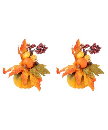 HOMSFOU 2 Pcs Halloween Pumpkin Decoration Home Decor Pumpkin Decorations Fall Decorations Halloween Party Pumpkin Decor Pumpkin Adornment for Home Pumpkin Ornament Household Props Orangex2pcs 15x5.5cmx2pcs