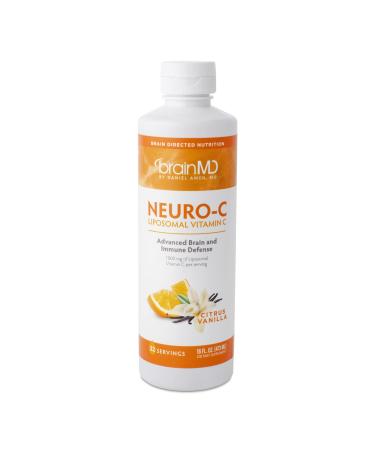 BRAINMD by Dr Amen Neuro-C Citrus Vanilla - 16 fl oz - 1000 mg Liposomal Vitamin C - Advanced Brain & Immune Defense - Gluten Free - 32 Servings