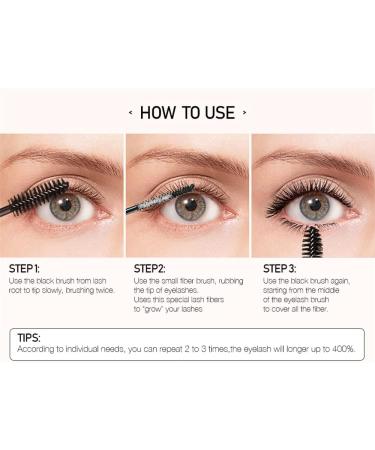 Double Head Mascara with Large and Small Brush 2 in 1 Mascara for Short Thin Eyelashes Smudge-proof No Clumping No Flaking Waterproof Extra Long Eyelashes Voluminous Lashes (Pack of 1) - Buy Online on GoSupps.com