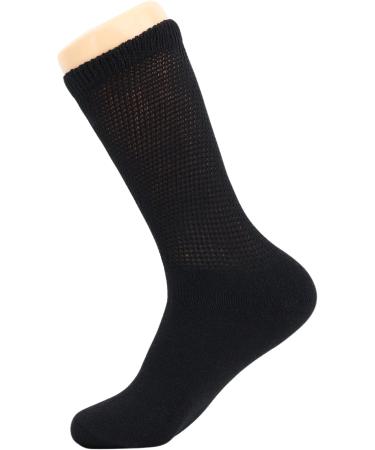 Diabetic Loose Fit Non-Binding Crew Socks - Full Cushioned Cotton (13-15 Black, 6 Pairs) - Buy Online on GoSupps.com