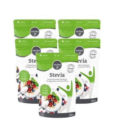 5 x Borchers stevia crystalline stray feet |With erythritus |Calorie -free |Sugar alternative |Sweet agent |5x 300g 1.5 kg (1 Pack)