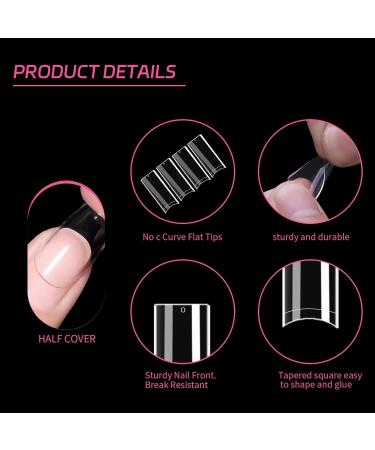 Buy SITELENABY No C Curve XL Nail Tips - 500PCS Tapered Square Flattened Half Cover False Nails for Salons & DIY - Premium ABS Nail Tips - Buy Online on GoSupps.com