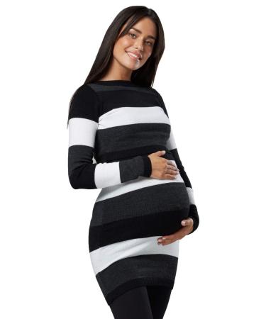 Zeta Ville Women's Maternity Nursing Knitted Tunic Crew Neck Cut Out 453 12-14 Black
