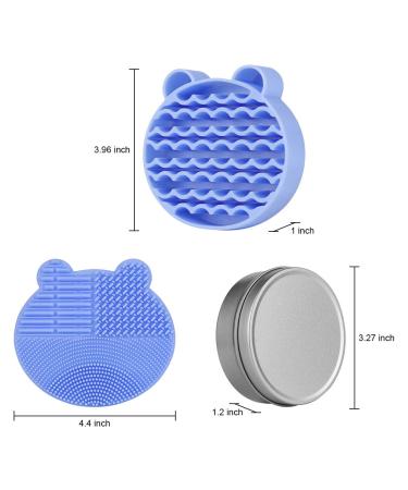 Silicone 2 in 1 Brush Cleaning Mat with Color Removal Sponge - Blue | Storage Holder, Air Dry, Instant Makeup Brushes Cleaning - Buy Online on GoSupps.com