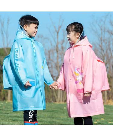 QTECLOR Kids Raincoat Jacket Age 6-13 | Cartoon Rain Poncho with School Bag Cover - Buy Online on GoSupps.com