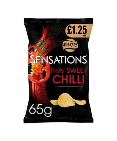 Walkers Sensations THAI SWEET CHILLI Crisps Grab Snacks 18 x 65g Bags