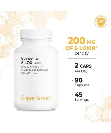 SuperSmart - Boswellia 5-LOX - Extrait de Boswellia Serrata Standardis 30% d AKBA - Contribue Inhiber l'Inflammation | Sans OGM - 90 Capsules V g tariennes - Buy Online on GoSupps.com