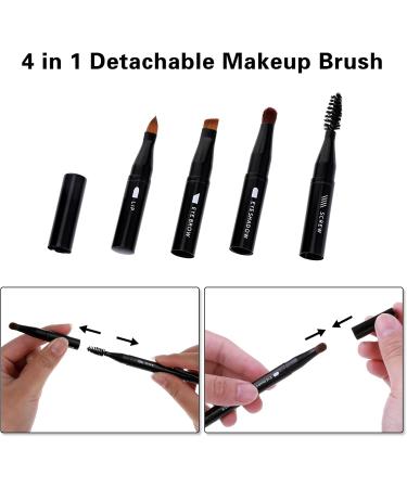 simarro 4 in 1 Makeup Brush Set Portable Travel Size Make Up Brushes Detachable Eyeshadow Brush Eyebrow Brush Screw Brush Lip Brush for Foundation Concealer and Powder Liquid (Black) - Buy Online on GoSupps.com