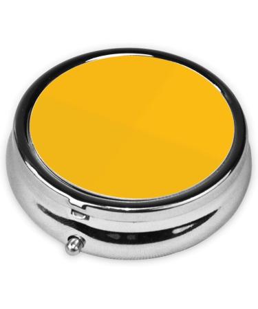 Pure Yellow Portable Metal Pill Box Round Mini 3-Compartment Case with Hinged Design for Travel | Ideal for Small Pills - Buy Online on GoSupps.com
