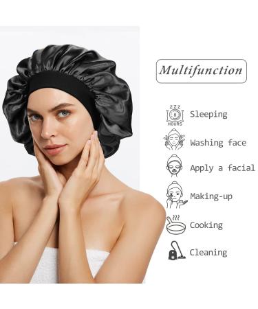XDRISONY Large Satin Sleep Bonnet Set for Curly Hair | 3-Piece Women's Hair Bonnets for Medium Length - Ideal for Sleeping - Buy Online on GoSupps.com