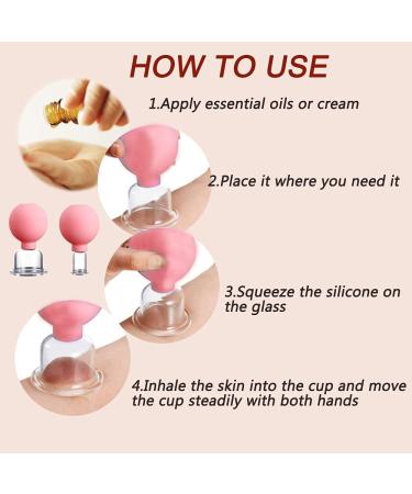 Glass Facial Cupping Set - 2 Piece Silicone Vacuum Suction Cups for Face, Back, Shoulder - Pink - Buy Online on GoSupps.com