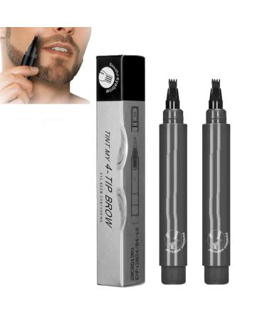 Bozento Beard Pen Waterproof Beard Filling Pen Kit Beard Pencil Filler for Men Black Bozento Beard Filler Beard Filler for Men Beard Pencil Filler for Men with 4 Tips (Gray*2)