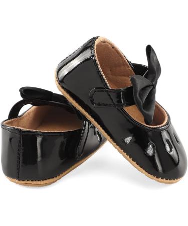 LACOFIA Baby Girls Anti-Slip Mary Jane Shoes | Infant Princess Party Prewalkers 6-12 Months | Black Bowknot Design - Buy Online on GoSupps.com