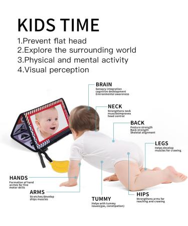 Kilpkonn Baby Fabric Book Toy | Montessori Mirror & Crawl Toys for 0-6 Months | Black & White Baby Prone Play - Buy Online on GoSupps.com