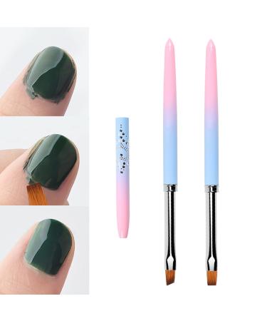 2 Pcs Round&Angled Nail Art Clean Up Brushes,Nail Painting Brushes for Cleaning Polish Mistake on the Cuticles,Painting Brushes for Nail Art and Designs 2pcs