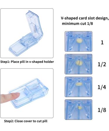 Pill Cutter and Crusher with Dispenser - Professional Grade Splitter for Small or Large Pills - Sturdy Cutting Blade - Blue - Buy Online on GoSupps.com