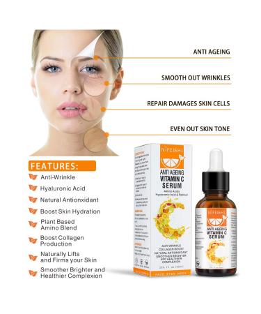 Vitamin C Serum for Face with Hyaluronic Acid & Retinol - Hydrate Dark Spots & Fine Lines - 1 fl oz - Buy Online on GoSupps.com