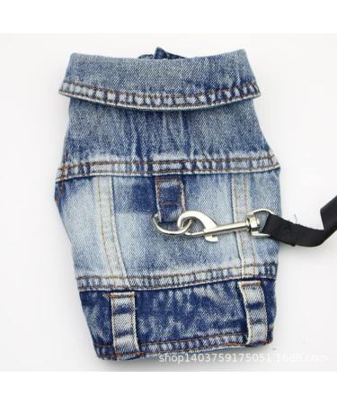 Feiling Jeans Dog Jacket - Denim Coat Outfit with Metal Hook for Leash | Stylish Pet Vest for Small & Medium Dogs (Blue M) - Buy Online on GoSupps.com