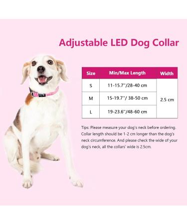 Luminous Waterproof Dog Collar - Adjustable Flashing LED Light for All Sizes - Pink (28-40cm) - Enhanced Night Visibility - Buy Online on GoSupps.com