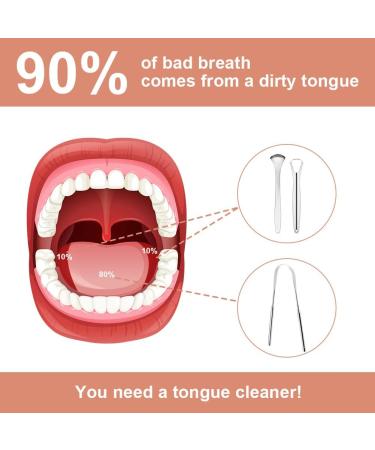 Acwoo Stainless Steel Tongue Cleaner Set - 3 Pieces Rose Gold Tongue Scrapers for Adult Oral Care | Fight Bad Breath & Enhance Oral Hygiene - Buy Online on GoSupps.com