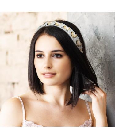 scicent Bridal Hair Accessories for Women Shiny Sparkling Pearl Headbands Non-Slip Cross Elastic Hair Band for Girls Party Wide Beaded Head Bands Fashion Beaded Hair Hoop - 29015 - Buy Online on GoSupps.com