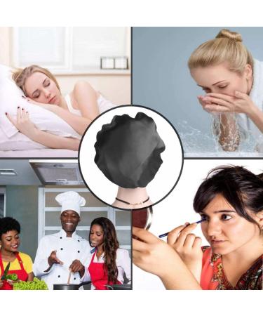 Satin Hair Bonnet for Women - Wide Elastic Band, Silk Shower Cap for Night Sleep and Curly Hair Protection - Black - Buy Online on GoSupps.com