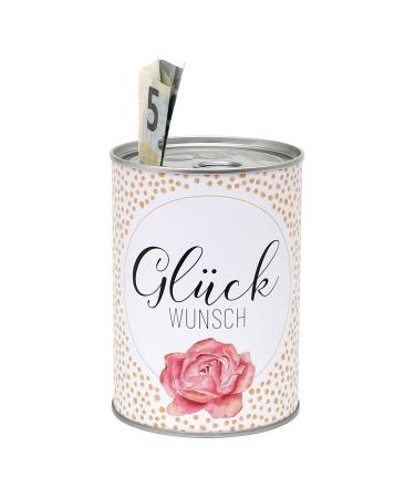 Dekohelden24 metal money box tin design motif: congratulations- 8.6 cm x H 12 cm 1 piece (1 pack) money box congratulations