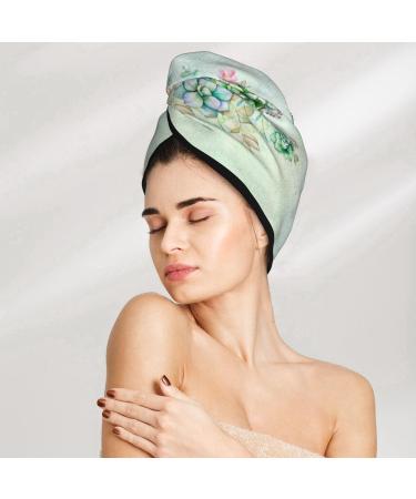 Hair Towel Wrap | Quick-Dry Hair Turban with Button | Succulent Design Towel for Effortless Hair Drying - Buy Online on GoSupps.com