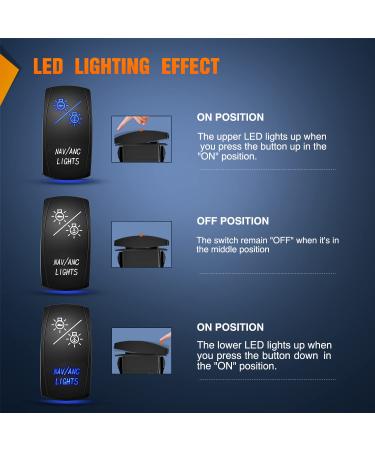 Nilight NAV/ANC Rocker Switch 7Pin Marine Boat Navigation Anchor Lights Toggle Switch 12V 24V DPDT Laser Etched On Off On with Jumper Wires - 2 Years Warranty - Buy Online on GoSupps.com