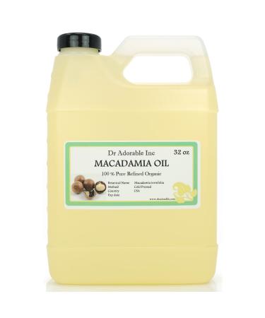 Dr Adorable - 32 oz - Macadamia Nut Oil - 100% Pure Natural Organic Cold Pressed 32 Fl Oz (Pack of 1)