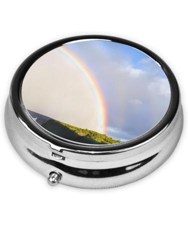Niagara Falls Round Pill Box - 3 Compartment Mini Travel Organizer for Vitamins & Medications | Portable Decorative Purse Holder - Buy Online on GoSupps.com