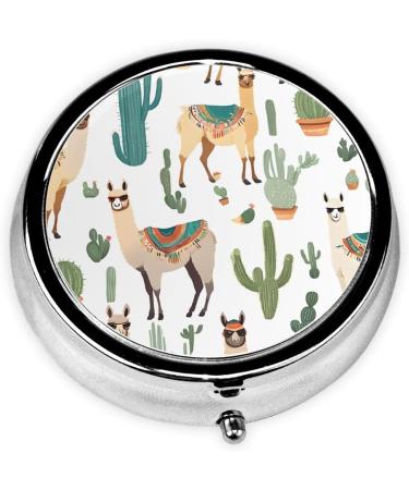 Buy Alpaca Llama Printed Mini Round Pill Box - 3 Compartment Travel Organizer for Medicine Home & Office Use - Buy Online on GoSupps.com