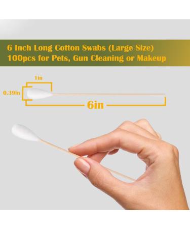 6 Inch Large Cotton Swabs - 100PCS Highly Absorbent Tipped Applicators with Bamboo Sticks | Ideal for Pet Care - Buy Online on GoSupps.com