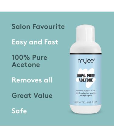Mylee 100% Pure Acetone Gel Nail Polish Remover for UV/LED Gel Soak Off Removes All Types of Nail Polish Gel Polish Acrylic Gels Nail Tip & Glue (4x 300ml) 300 ml (Pack of 4) - Buy Online on GoSupps.com