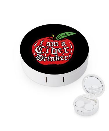 I'm A Cider Drinker Apple Contact Lens Case Travel Portable Travel Contact Lens Box with Mirror