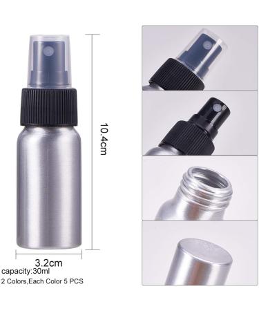 Pandahall Elite 10-Pack 30ml Refillable Aluminum Spray Bottles - Platinum Fog Atomizers White & Black Heads - Perfect for Travel & DIY - Buy Online on GoSupps.com