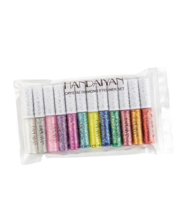 DRESSOOS 12pcs Glitter Eye Shadow Liquid Eyeliner Eyeshadow Glitter Eyeliner Shinny Eyeliner