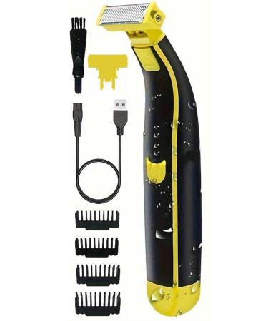 Wet and Dry Electric Shaver Full Body Washes Wet and Dry Shaver Men's Electric Shaver Rechargeable Waterproof Mens Beard Mustache Trimmers for Face and Body Yellow