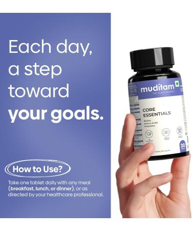 Muditam Ayurveda Core Essentials 60 Tablets | Daily Herbal & Multivitamin Supplement | Ayurvedic Inspired Formula | General Wellness & Lifestyle Support (1) - Buy Online on GoSupps.com