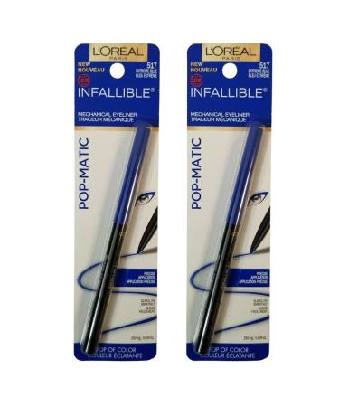 Pack of 2 L'Oreal Paris Infallible Pop-Matic Mechanical Eyeliner Extreme Blue 517