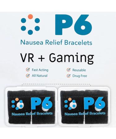 P6 Health Original All Natural Virtual Reality Gaming Motion Sickness Anti Nausea Wrist Bands (2 - Pack Black - Black) 2 - Pack Black - Black