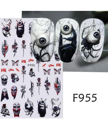 10 Sheets Halloween Nail Stickers - 3D Self-Adhesive Nail Art Supplies | Realistic Eyes Skull Ghost Pumpkin Spider Bat Designs - Buy Online on GoSupps.com