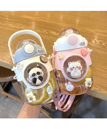 LEJN Kawaii Pink820ml Water Bottle | Adjustable Shoulder Strap | Leakproof BPA-free Cartoon Children Cup | Portable Capsule Bottle for Traveling & Hiking - Buy Online on GoSupps.com