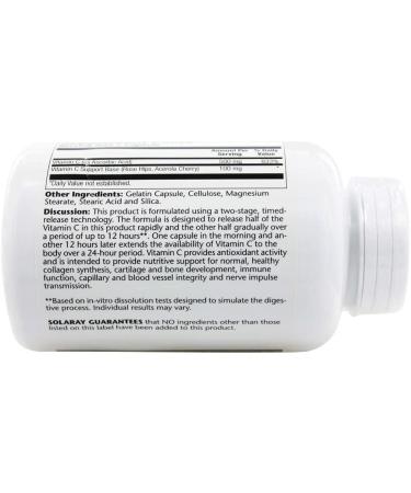 Solaray Timed Release Vitamin C 500 mg - 250 VegCaps for Immune Support - Buy Online on GoSupps.com