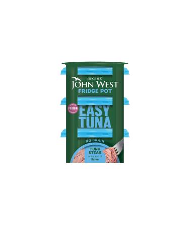 John West No Drain Fridge Pot Tuna Steak with a Little Brine 3 X 110 g. Natural high in Protein 3 Count (Pack of 1) Brine 3 Count (Pack of 1)