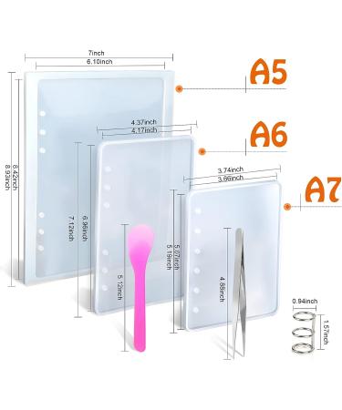 3Pcs Silicone Resin Notebook Cover Molds Set for A5 A6 A7 Sizes - DIY Epoxy Resin Crafting Kit with Book Rings and Tools - Buy Online on GoSupps.com