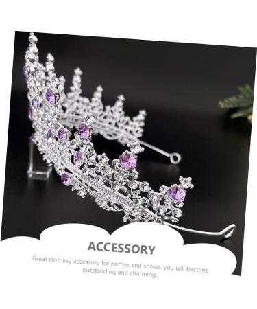 Purple Crystal Crown Tiara for Bridal Women Tiara Bridal Headpieces for Party Wedding Bridal Headband Bride Headdress Bridal Tiara Shiny Headband Wedding Bridal Hair Decor Tiaras 18X18CM Silver - Buy Online on GoSupps.com