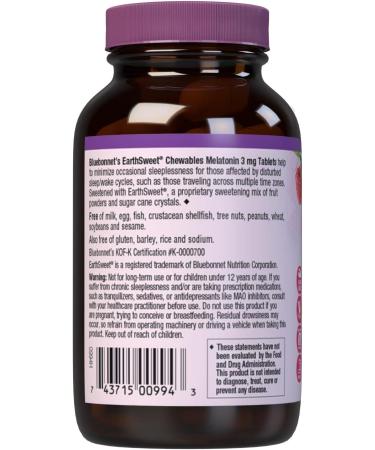 Bluebonnet Nutrition EarthSweet Melatonin Chewables â€“ 3 mg Raspberry Flavor, 120 Tablets - Buy Online on GoSupps.com